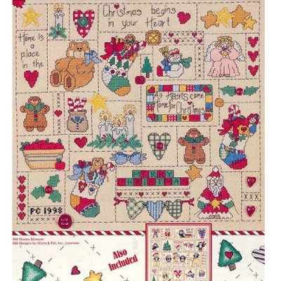 CHRISTMAS IN YOUR HEART FOLK ART SAMPLER-L34-^^