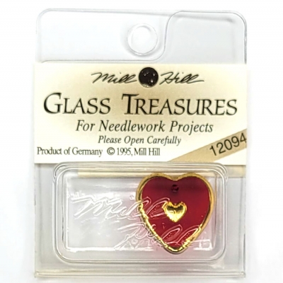 Millhill-12094 Medium Engraved Heart Red/Gold