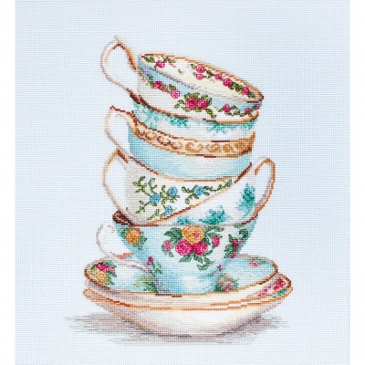 루카스 실십자수 패키지 Turquoise Themed Tea Cups,BA2325