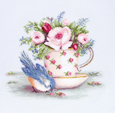루카스 실십자수 패키지 Bird in Tea Cup,BA2324