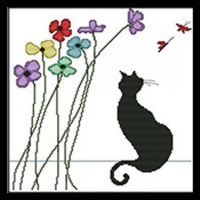 꽃과고양이1(5D프린트십자수)-K487-Y^