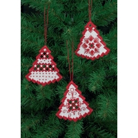 Hardanger 오너먼트 RED TREE(3개 ...