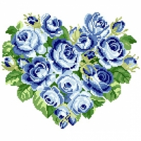 보석십자수 장미하트(파랑)(5D)-ydb0336