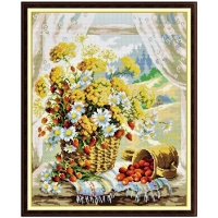 실십자수 패키지-들국화가있는창가(3D프린트14Ct...