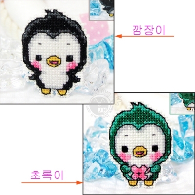 [해피]아기펭귄 폰줄패키지-초록이,깜장이