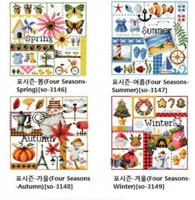 Four Seasons-봄,여름,가을,겨울 4장세트-[소다]