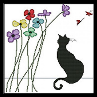 꽃과고양이1(5D프린트십자수)-K487-Y^