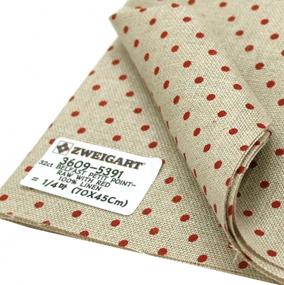 쯔바이 자수원단 32카운트-BELFAST PETIT POINT-RAW WITH RED/3609-5391