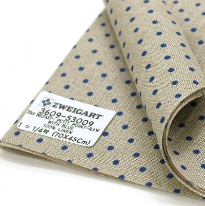 쯔바이 자수원단 32카운트-BELFAST PETIT POINT-RAW WITH BLUE/3609-53009