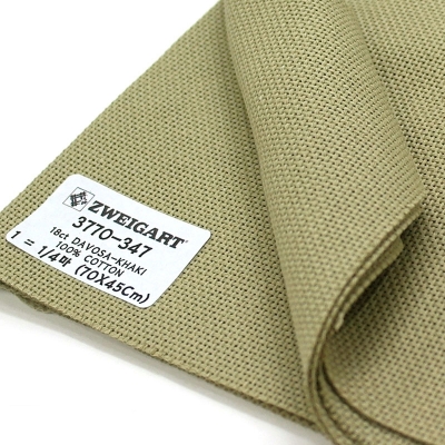 쯔바이 자수원단 18카운트-DAVOSA-KHAKI/3770-347