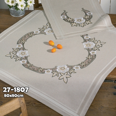 Embroidery 테이블보 White flowers-27-1807
