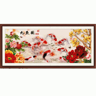 잉어목단도-3D전체-113*43cm-1hj558-01