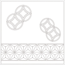 [일본]사시꼬자수용 패턴 프린트원단(white)-[ 843K-12 ]