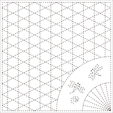 [일본]사시꼬자수용 패턴 프린트원단(white)-[ 843K-6 ]
