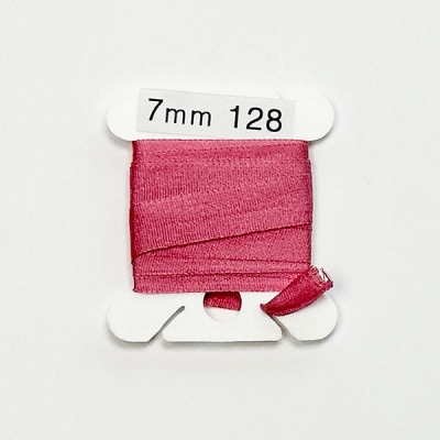 UR 실크리본자수실 Silk 100% Ribbon 7mm 128(Dk Pink)