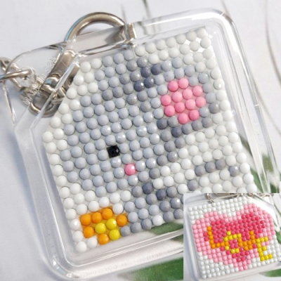 [보석] 정사각열쇠고리(보석자수)-쥐띠-ydb0131-Y