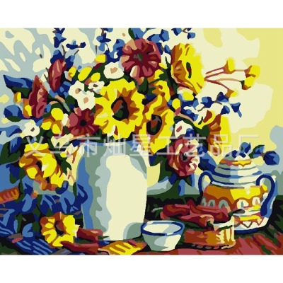 해바라기꽃병유화-can9530-3D전체사각-50*40cm