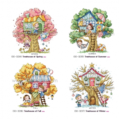 Treehouse -봄,여름,가을,겨울-4장세트 (소다-3)-도안