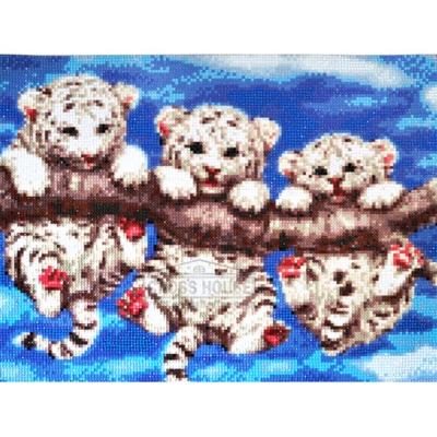 보석십자수 BL3D-1007 아기백호세마리40x30cm  -H