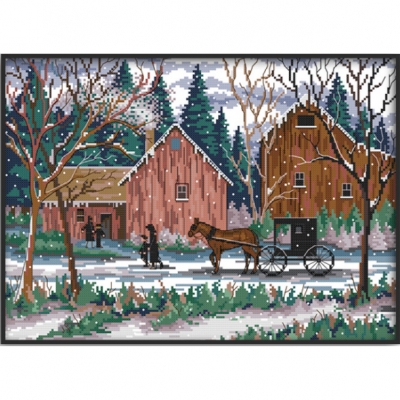 실십자수 프린트패키지 14ct-Snowy day(5D)-F764^