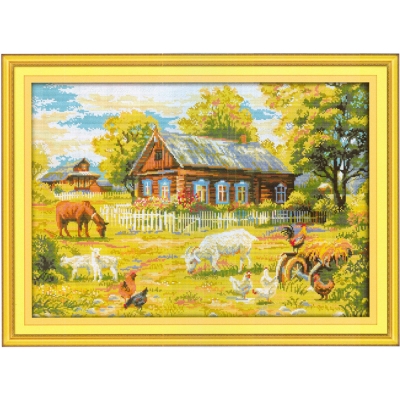 14CT 십자수 프린트 패키지-Farm(3D)-F865^