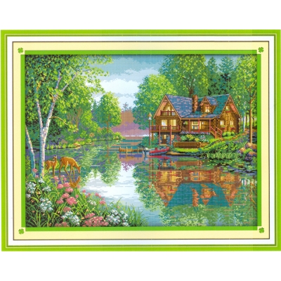 14CT 십자수 프린트 패키지-Leisure hut(5D)-F403^