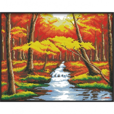 14CT 십자수 프린트 패키지-Autumn scenery(2)(5D)-F183-2^