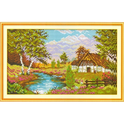 14CT 십자수 프린트 패키지-The scenery of the countryside-1 (5D)-F338^