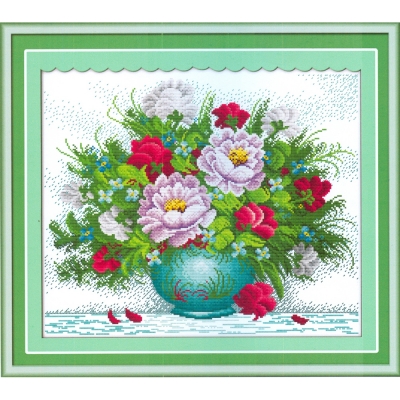 14CT 십자수 프린트 패키지-Amaranthine roses (5D)-H158^