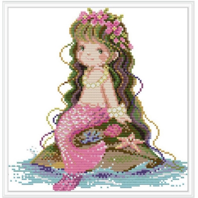 14CT 십자수 프린트 패키지-The little mermaid 2 (5D)-R028^