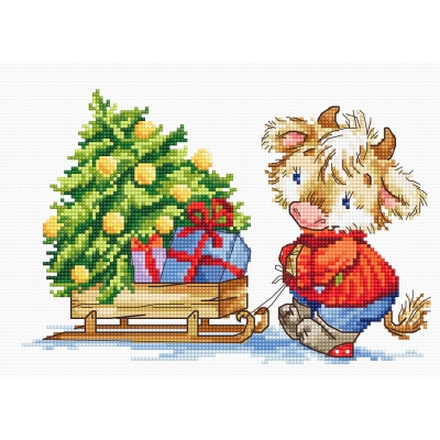 외국 십자수패키지 Luca-s/ Calf with Christmas tree-B1181
