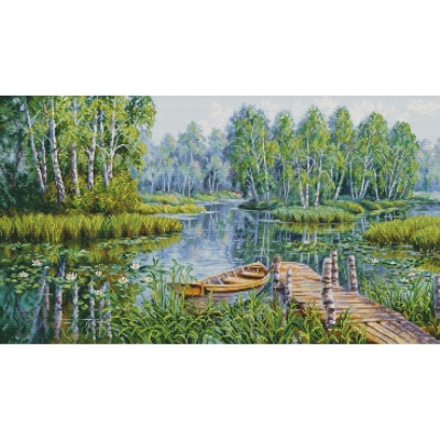 루카스 실십자수 패키지 Birches at the edge of the lake,BU5012