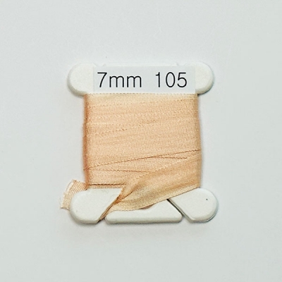 UR 실크리본자수실 Silk 100% Ribbon 7mm 105(Peach VY LT)