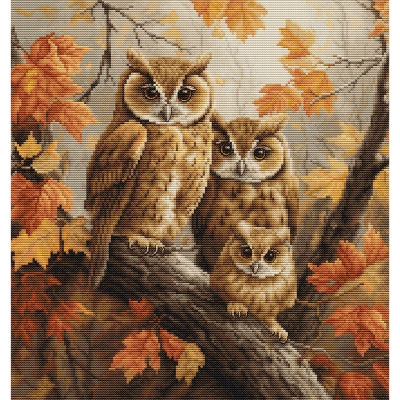 루카스 실십자수 패키지 Owls Family BU5045